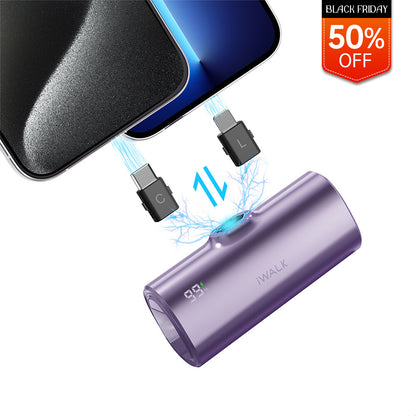 iWALK LinkPod X|with USB C and Lightning Plugs Portable Charger