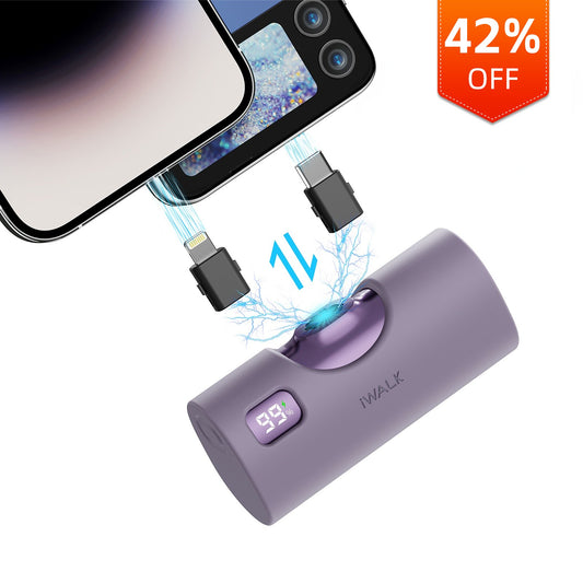 iWALK LinkPod X|with USB C and Lightning Plugs Portable Charger