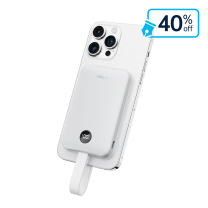 iWALK 10000mAh Qi2.0 Certified 30W Magnetic Power Bank with Built-in USB-C Cable for iPhone 17/16//15/14/13