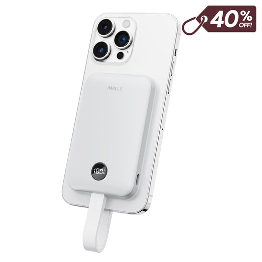 iWALK 10000mAh Qi2.0 Certified 30W Magnetic Power Bank with Built-in USB-C Cable for iPhone