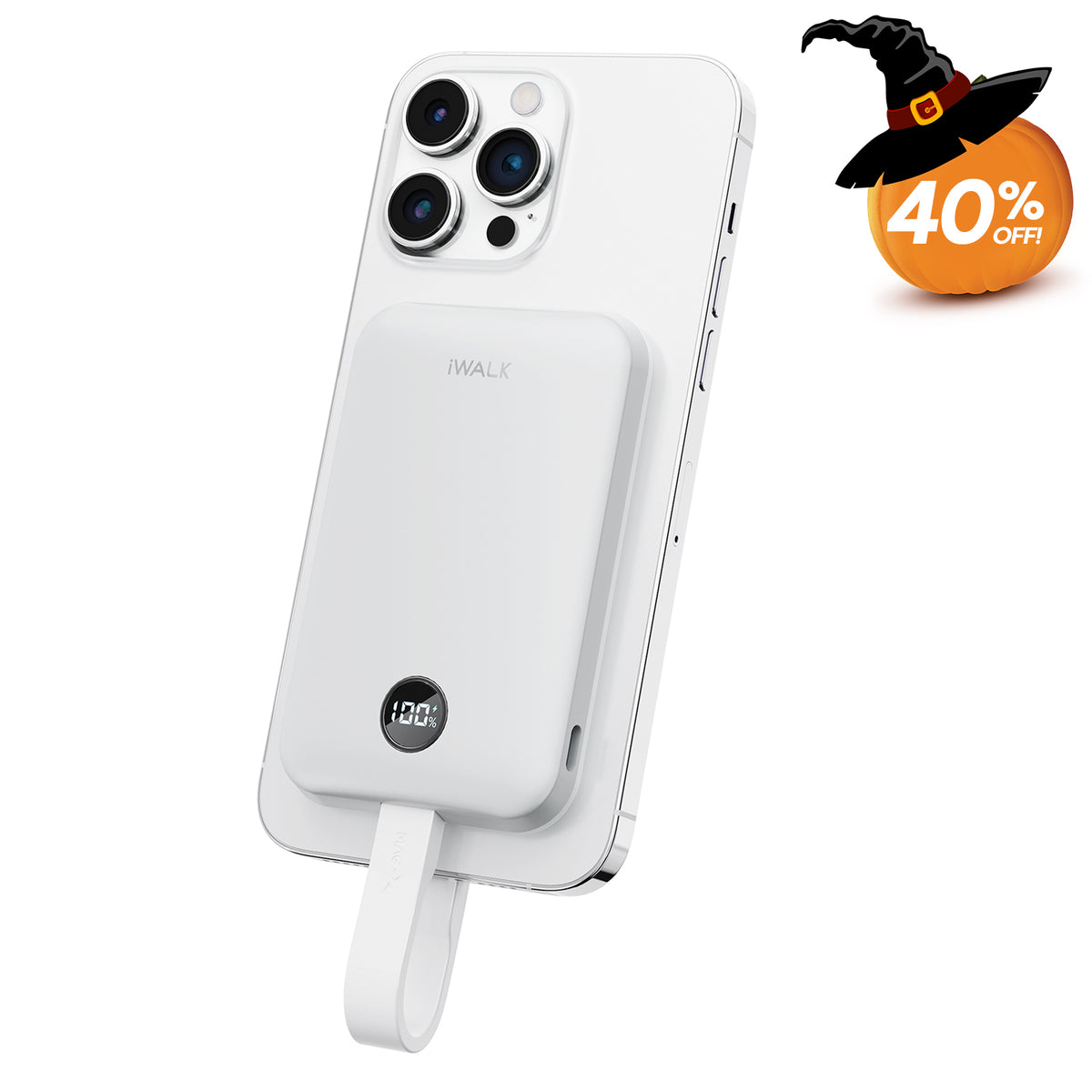 iWALK 10000mAh Qi2.0 Certified 30W Magnetic Power Bank with USB-C Cable for iPhone