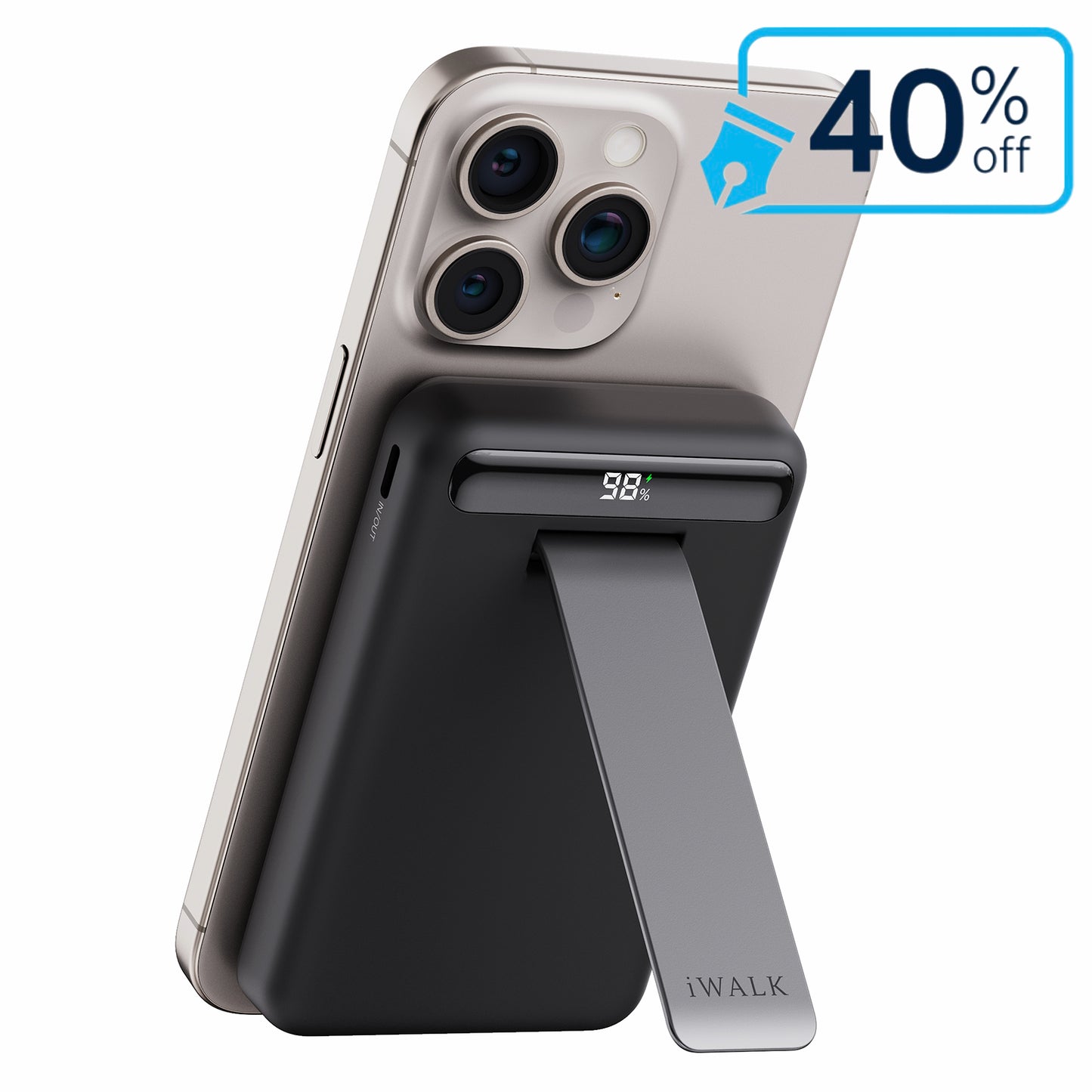 iWALK 10000mAh Portable Charger with Adjustable Stand & LED Display