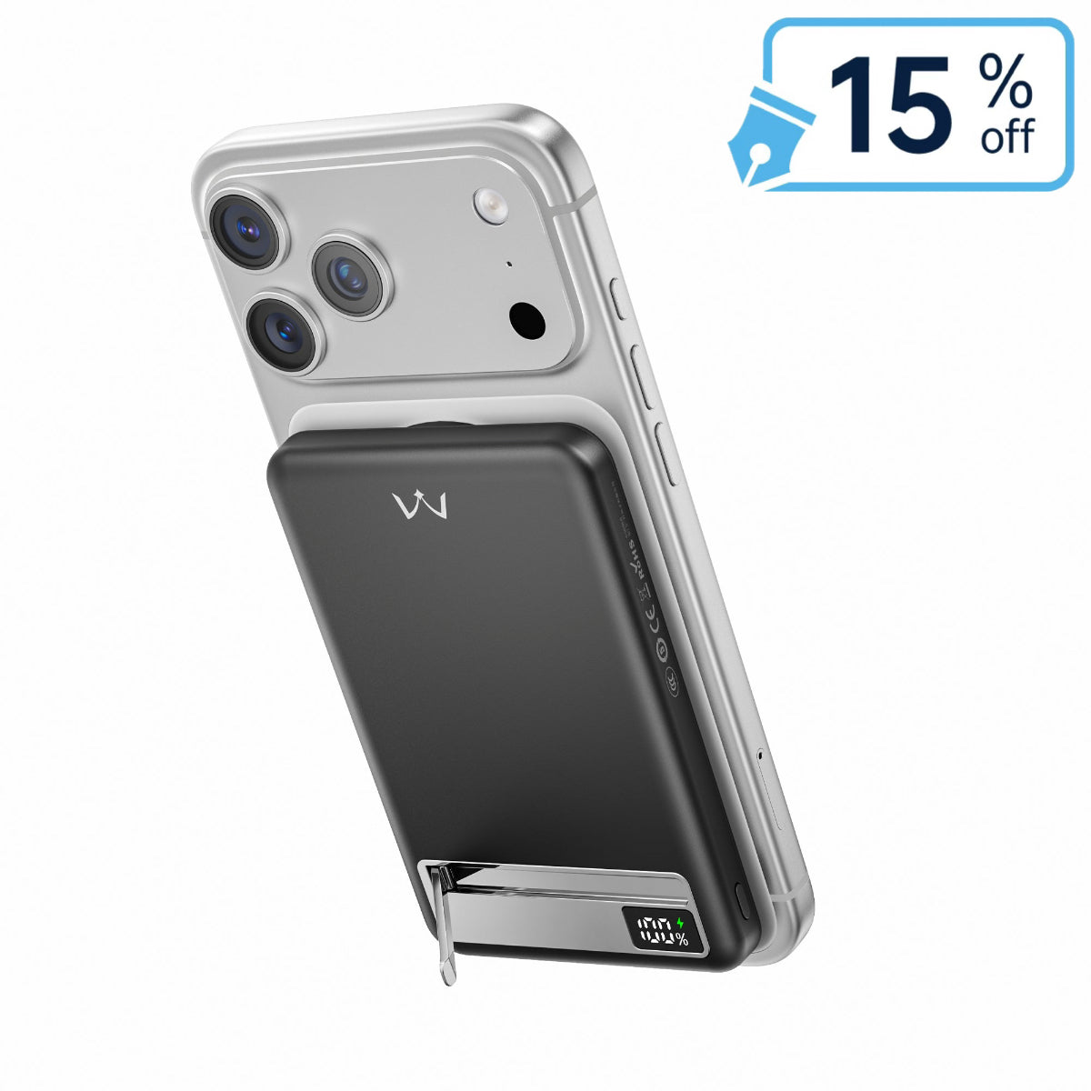 iWALK 10000mAh Fast Charging Magnetic Wireless Power Bank with Metal Kickstand for iPhone 17/16/15/14/13/12