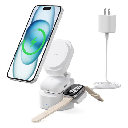 iWALK StandMe Power | MagSafe-Compatible,15W Foldable Flip 3-in-1 Wireless Charging Stand