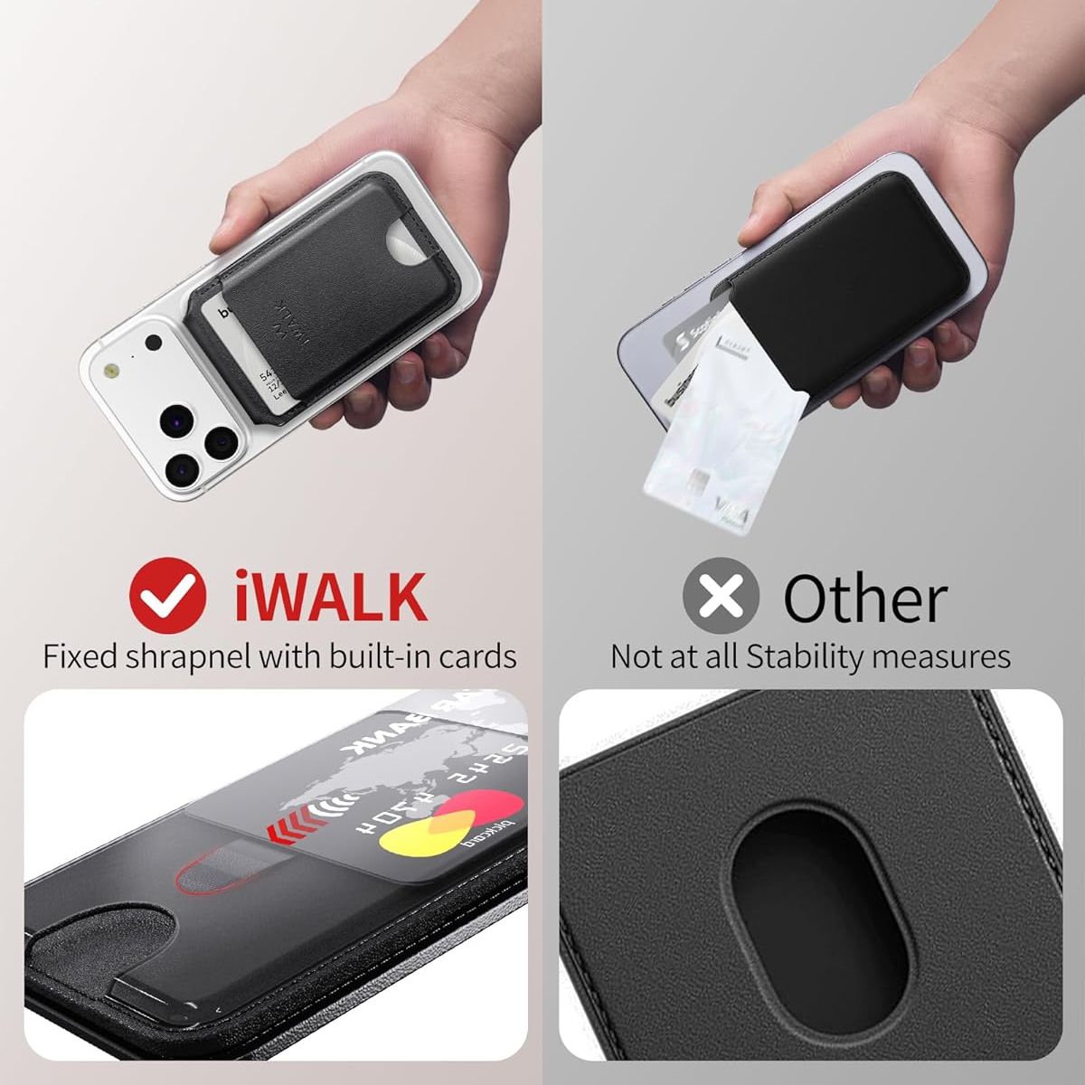 iWALK MagStand Wallet | MagSafe Leather Card Holder with RFID Blocking Black iWALK MagStand Wallet | MagSafe Leather Card Holder with RFID Blocking Black