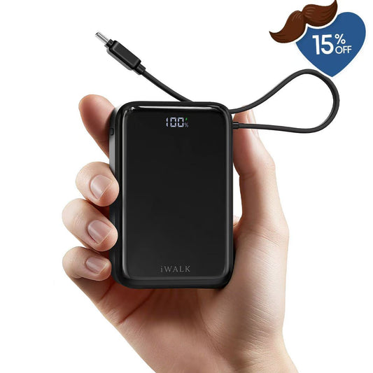 iWALK 10000mAh 45W PD Fast Charging Power Bank with Built-in Cable & Holder