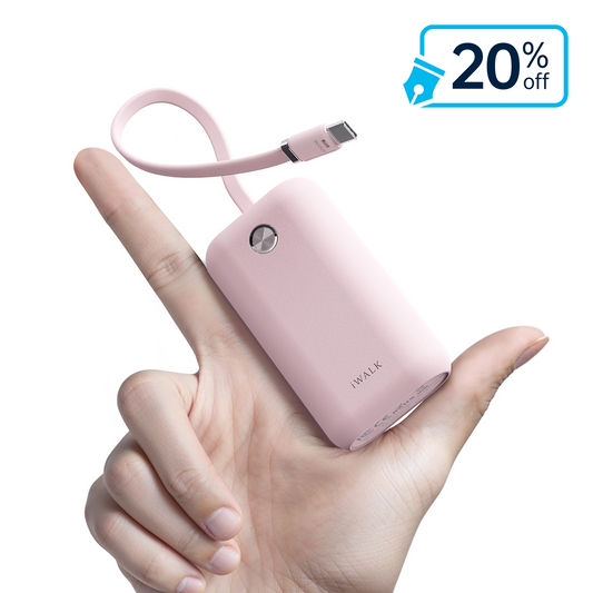 iWALK 10,000mAh Mini USB-C Fast Charging Power Bank with Built-in Cable
