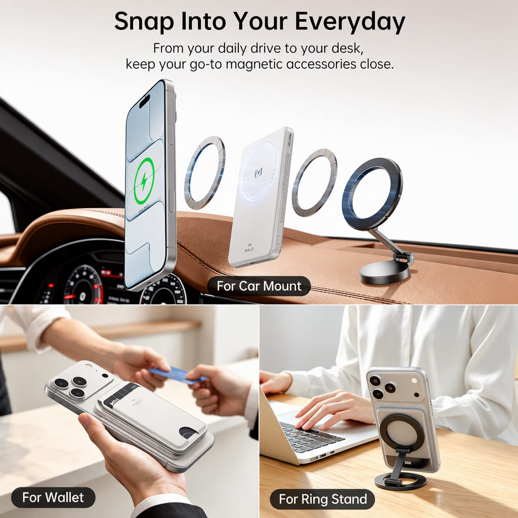 iWALK PowerGrip Air | Ultra Slim Double Sided Magnetic Wireless Power Bank
