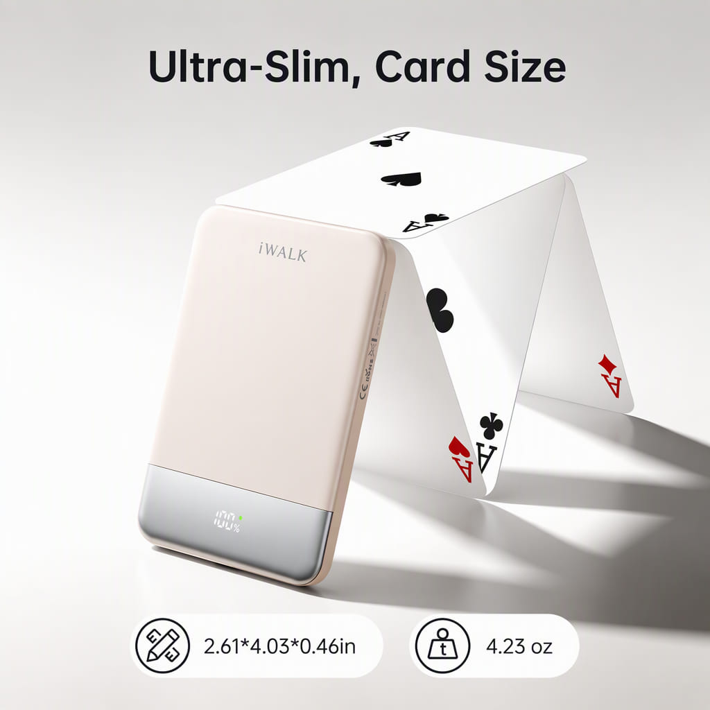 iWALK PowerGrip Air | Ultra Slim Double Sided Magnetic Wireless Power Bank
