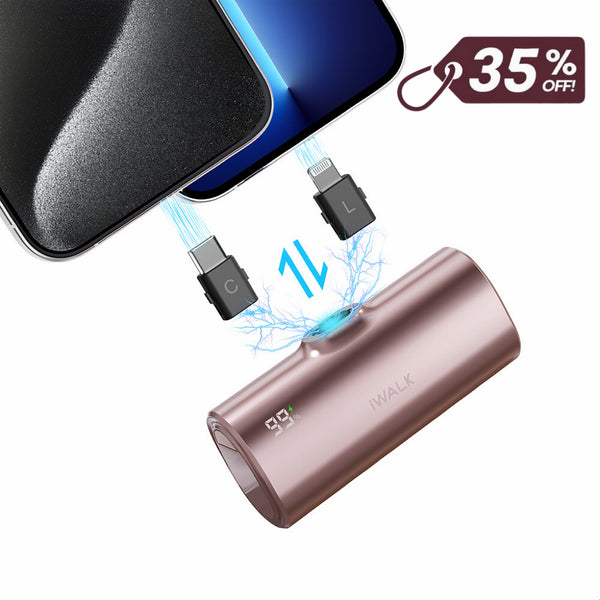 iWALK Portable Charger with USB-C and Lightning Connector Switch