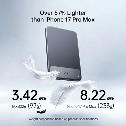 iWALK 3.42oz Ultra Lightweight Magnetic Power Bank for iPhone 18/17/16/15/14