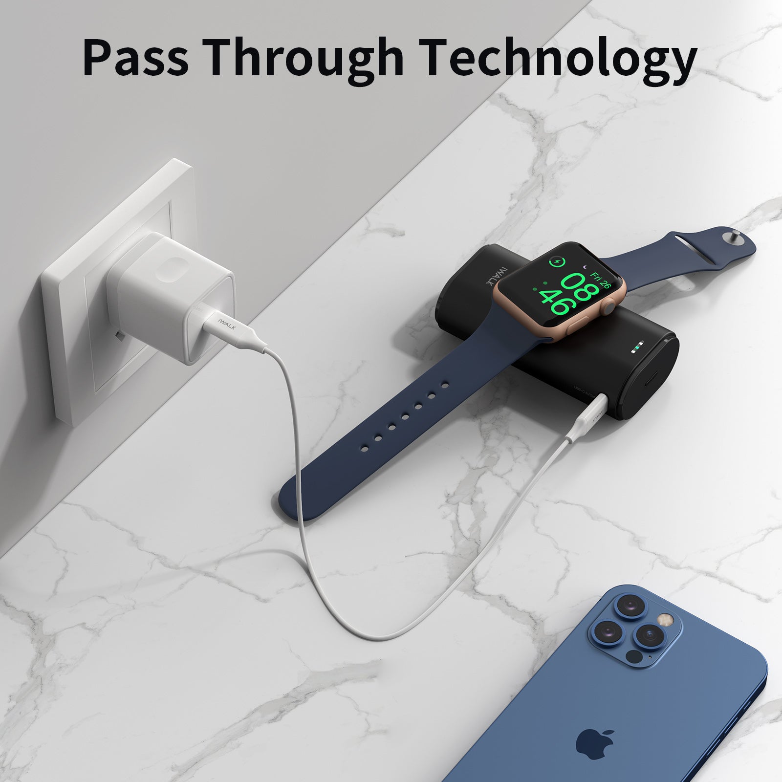 portable apple watch and phone charger pass throughportable apple watch and phone charger
